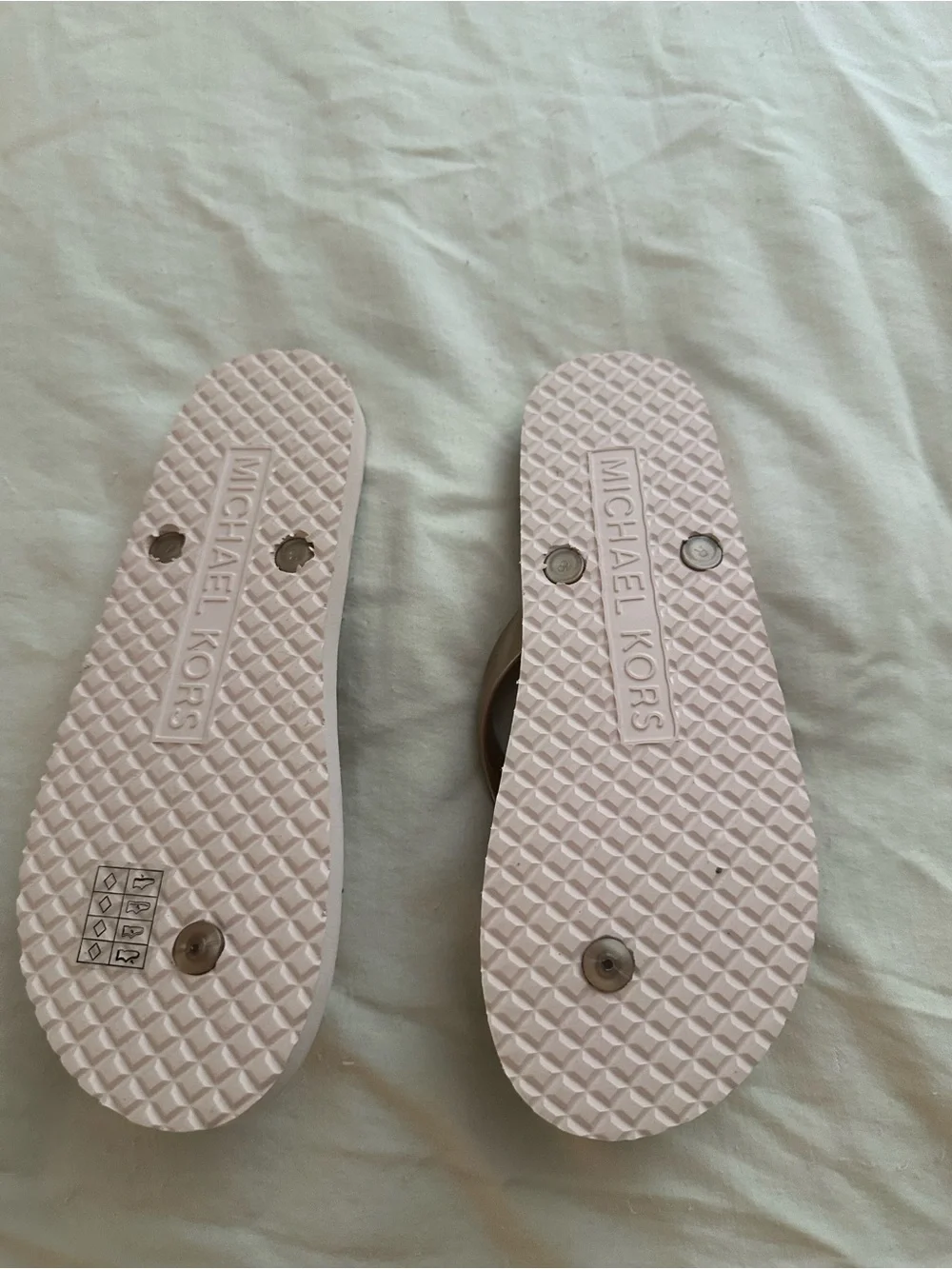 Michael Kors Rose Gold Logo MK Monogram Flip Flops